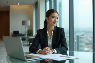 Jeune femme d'affaires élégante dans un bureau moderne