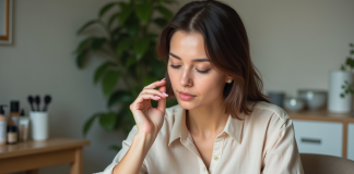 Produit de beauté : Comment reconnaître la qualité ? Femme examinant un produit de beauté dans un cadre naturel