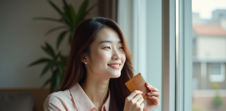 Cheveux Coréennes : secrets beauté pour de beaux cheveux sains et brillants Femme coréenne coiffant ses cheveux naturels dans un intérieur cosy