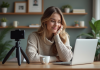 Devenir influenceur : est-ce difficile ? Découvrez nos astuces efficaces ! Jeune femme en homeoffice partageant des astuces en vidéo