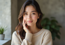 Mettre en valeur un visage rectangulaire : conseils et astuces beauté Portrait d'une femme en beige naturel et maquillage léger