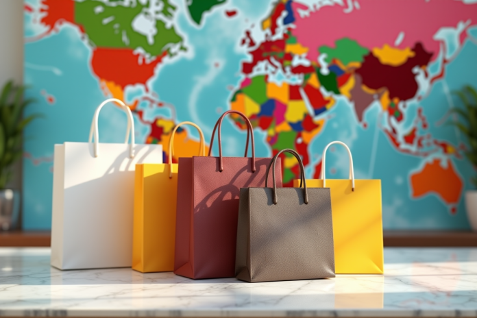 Sacs de luxe de marques célèbres sur un marbre brillant