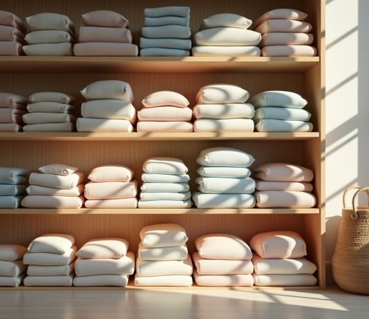 Comment ordonner efficacement ses articles sur Vinted ? Vêtements pliés organisés par couleur dans une chambre lumineuse